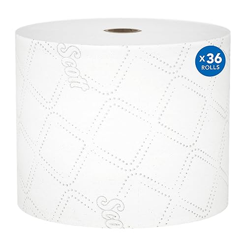 Scott Professional Pro Small Core High-Capacity Standard Roll Bulk Toilet Paper (47305), 2-Ply, Elevated Design, White (36 Rolls of 1,100 Sheets, 39,600 Sheet Total) - Poueer