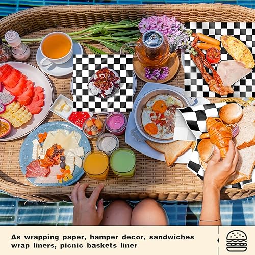 Colarr 1000 Pcs Waxed Paper Sheets Bulk 15 x 15 Inch Large Sandwich Wrapping Papers Checkered Deli Food Basket Liners for Burgers Bread Restaurant Barbecue Picnic(Red) - Poueer