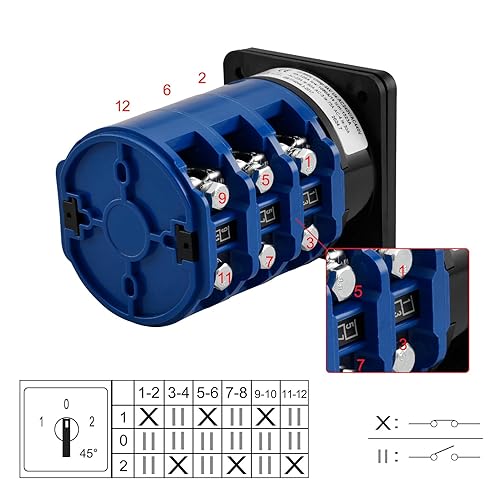 Rotary Changeover Cam Switch LW28-125/D303.3 125A 660VAC ON/Off/ON 3 Position 3 Phase 12 Terminals CE - Poueer