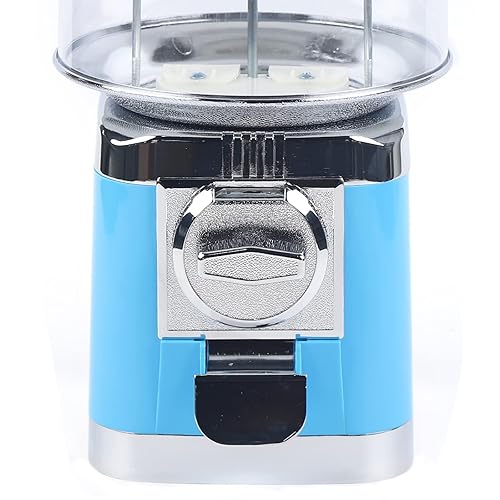 25-Cent Candy Vending Machine with Alloy Shell, PC Transparent Panel, 600 Coin Capacity, Flat Candy Dispenser for Malls, Game Halls, Shops,Blue/Yellow (Blue) - Poueer