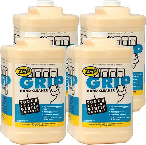 Zep Grip Industrial Pumice Hand Cleaner - 1 Gallon, (Case of 4) 308524 - Heavy Duty Degreaser. Contains Aloe Vera For Soft Smooth Finish - Poueer