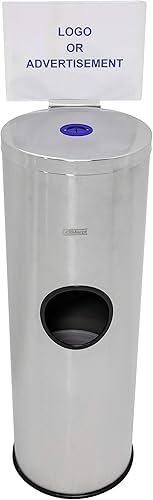 Floor Stand Gym Wipe Dispenser, Stainless Steel Wipe Dispenser with High Capacity Built-in Trash Can and Back Door Access and Free Sign Board - Poueer