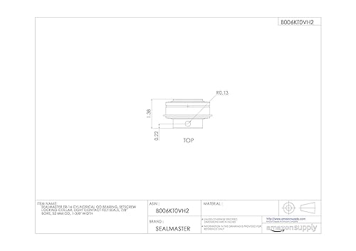Sealmaster ER-14 Cylindrical OD Bearing, Setscrew Locking Collar, Light Contact Felt Seals, 7/8' Bore, 52 mm OD, 1-3/8' Width - Poueer