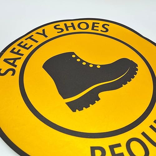 TRADESAFE Safety Glasses Required Anti-Slip Floor Sticker - Eye Protection Required Caution Sign, Peel and Stick Adhesive Vinyl Sign, ANSI-Compliant, 17” Diameter Round Sticker - Poueer