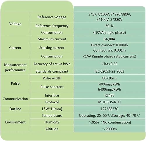 DTSD1352 Three Phase Bidirectional Energy Meter KWH 220V/380V RS485 Modbus(DTSD1352-C 5A RS485) - Poueer
