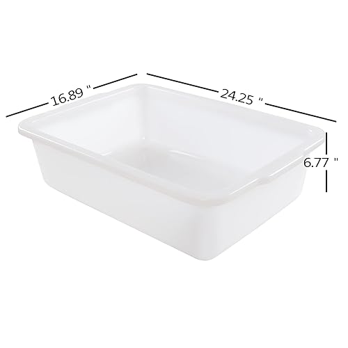4-Pack 35 L Bus Box, Plastic Utility Bus Tub, Commercial Dish Pan, White - Poueer