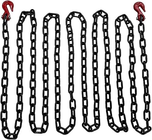 4-Pack Falcon Cargo 1/4' X 20' Grade 80 Transport Binder Chain - 3,500 LBS WLL - Clevis Grab Hook, Tie-Down, Towing - Poueer