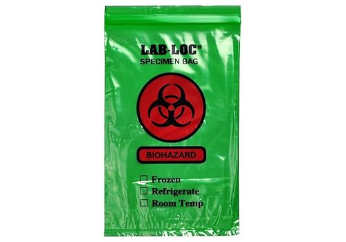 Elkay Plastics LAB20609GR 2 mil Tint Reclosable 3-Wall Specimen Transfer Bag, 6' x 9', green tint (Case of 1000) - Poueer