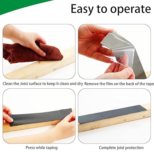Butyl Joist Deck Tape, 2' X 50' Deck Joist Tape Waterproof Flashing Tape, Weather Resistance Self-Adhesive Joist Tape Decking for Deck Joist Beams Protection(12 Rolls) - Poueer