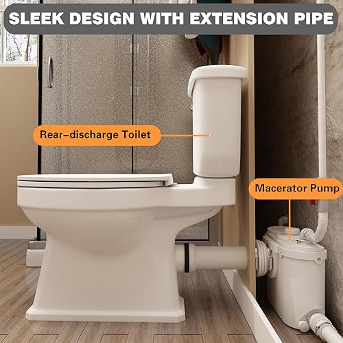 Extension Pipe,14 Inch Hard Extension Pipe Extensions Pipeline Between Toilet and Macerating Pump,Helps Prevent Leakage - Poueer