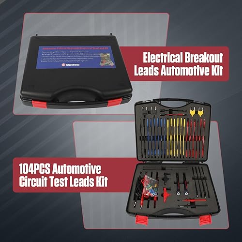 104PCS Automotive Circuit Test Leads Kit Electrical Breakout Leads Automotive Kit Multimeter Test Leads Kit with Alligator Clips,Banana Plug Test Lead,Oscilloscope Probe - Poueer