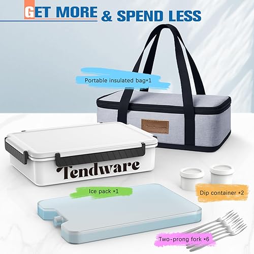 Chilled Divided Serving Tray Snackle Box Container with Ice Pack Bonus Insulated Bag 2 Dip Containers Summer Beach Essentials for Charcuterie Snack Road Trip Picnic Family Party Keep Food Fresh - Poueer