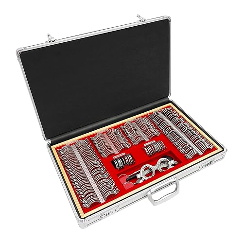 266Pcs Optometry Rim Case Kit, Precise Optical Trial Lens Set Metal Rim Optometry Box Kit with Optometry Test Trial Frame, Professional Eye Protection Accessories Set, 22.4 * 14.2 * 3.7Inch - Poueer