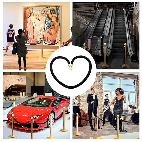 Fumete 6 Pieces Velvet Stanchion Rope Bulk 6.5 Feet Crowd Control Barriers Safety Velvet Rope with Polished Gold Hooks for Graduation Party Openings, Not Include Stanchion Post(Pink) - Poueer