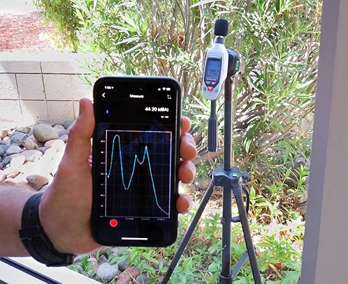 Sper Scientific Decibel Meter 850019 w/Bluetooth, Sound Level Meter 35 to 130 dB, SPL Meter A/C Weighted, Dual Range, Max/Min & Data Hold, Compact Audio Noise Measuring Device, Large Backlit Display - Poueer