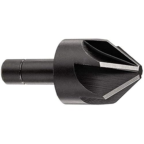 KEO 55031 High-Speed Steel Single-End Countersink, Uncoated (Bright) Finish, 6 Flutes, 82 Degree Point Angle, Round Shank, 1/2' Shank Diameter, 1' Body Diameter - Poueer