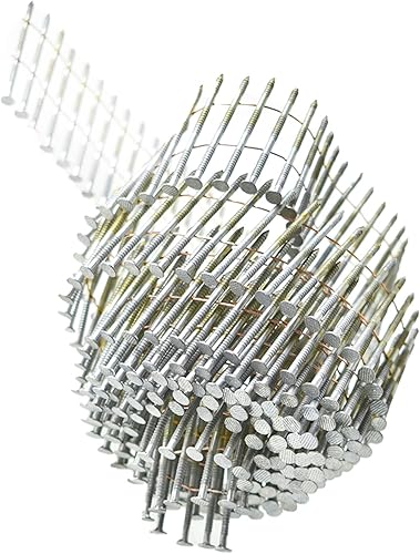 marddpair 1-3/4-Inch x .092-Inch Siding Nails 15-Degree Collated Wire Coil Full RoundHead Ring Shank Hot-Dipped Galvanized 3600 Count for Rough Nailing of Lathing and Sheathing Materials - Poueer