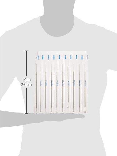 Globe Scientific 2850 Polystyrene Combo Inoculation Loop with Calibration Certificate, 10L and 1L Capacity, Rigid, Sterile, White, Individually Wrapped (Case of 500) - Poueer