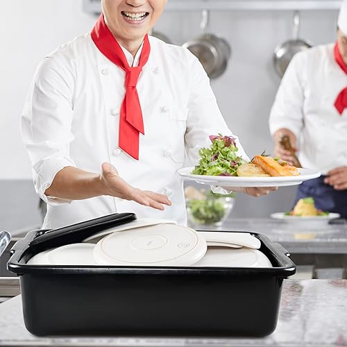 32 L Large Commercial Bus Box, 4-Pack Plastic Utility Bus Tub, Black - Poueer