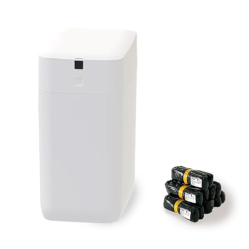 Automatic Trash Can, 3 Gallon Self Sealing and Self-Changing Smart Trash Can, Motion Sensor, Touchless Garbage can with lid for Kitchen Bathroom Bedroom Office, 6 Refill Rings(C3, White) - Poueer