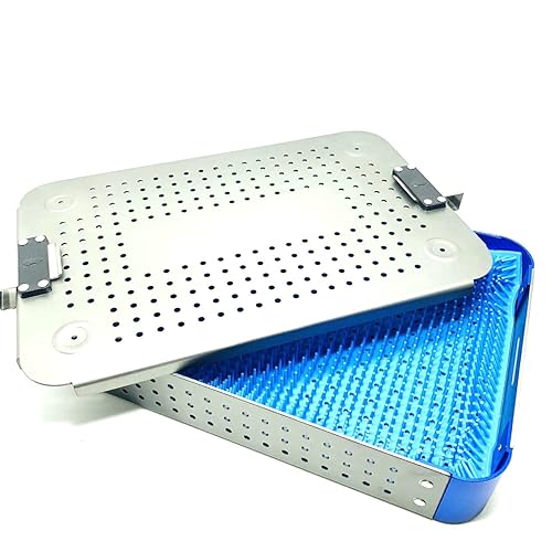 Instrument Sterilization Tray Box with Silicone mat 300mm*195mm*65mm Disinfection Sterilization ultrasonic Basket case ultrasonic Cleaning Washing Sterilization Trays opthalmic ENT - Poueer