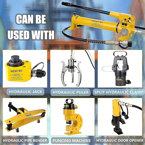 NEWTRY 20T Low Profile Hydraulic Jack Porta Power Kit + CP-180 Manual Hydraulic Hand Pump, Industrial Mini Hydraulic Cylinder, Stroke 0.47” - Poueer