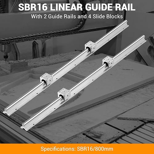 Linear Rail Slide SBR20-1500mm (2 PCS) and 4 PCS 4SBR20UU Bearing Blocks, Linear Bearing CNC Kit for Automated Machines DIY Project and Equipment - Poueer