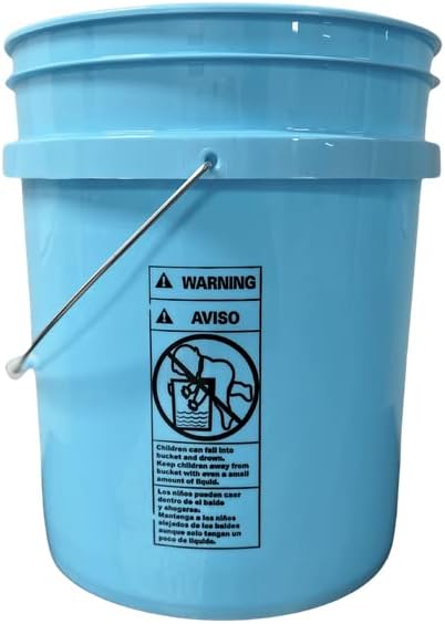 House Naturals 5 Gallon Aqua Food Grade BPA Free Made in USA Bucket Pail with Blue Airtight Double Gasket Screw on Lid (Pack of 2) - Poueer