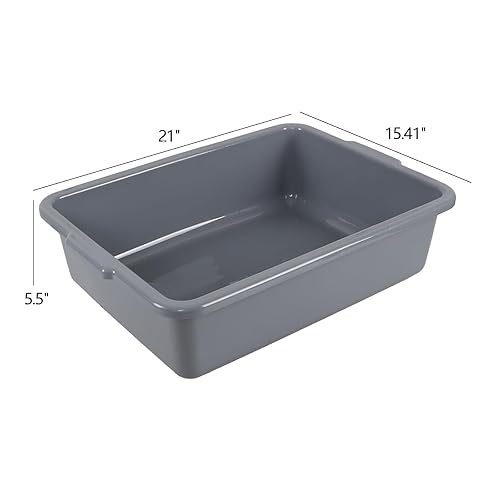 32 L Large Bus Tubs, Plastic Commercial Utility Bus Box, Gray, 4-Pack - Poueer