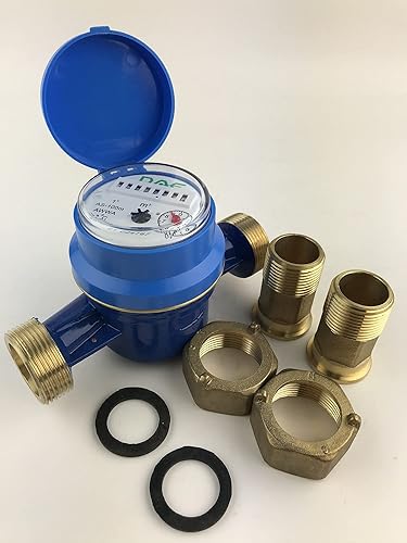 DAE AS-100m 1' Water Meter, Measuring in Liters + NPT Couplings - Poueer