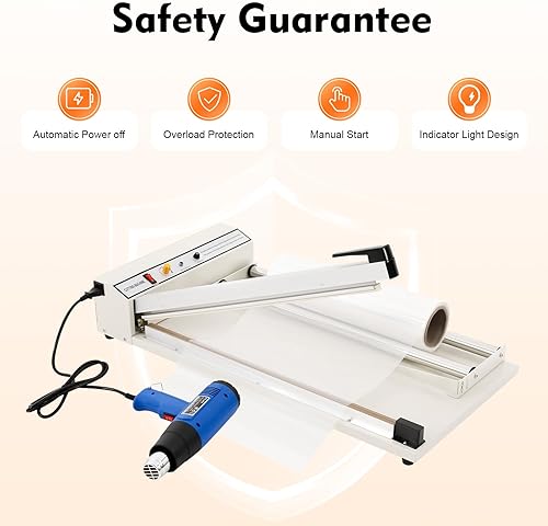 Heat Sealer Machine 24Inch, 530W Powerful Heater Packaging Sealing Machine with 1500W Heat-gun, Temperature Adjustable Wrap Bag Sealers - Poueer