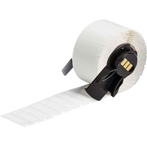Brady PTL-15-498 TLS 2200 and TLS PC Link 1' Width x 0.275' Height, B-498 Repositionable Vinyl Cloth, Semi-Gloss Finish White Label (750 per Roll) - Poueer
