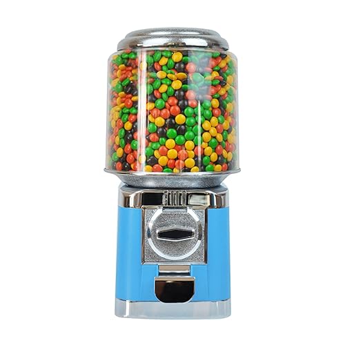 25-Cent Candy Vending Machine with Alloy Shell, PC Transparent Panel, 600 Coin Capacity, Flat Candy Dispenser for Malls, Game Halls, Shops,Blue/Yellow (Blue) - Poueer