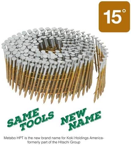 Metabo HPT Plastic Sheet Coil Fiber Cement Nails | 2-1/4 Inch x .092 | Hot Dipped Galvanized | Ring Shank | 4800 Count | 13385HPT - Poueer
