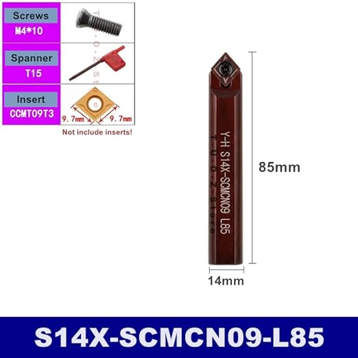 1Pcs S14X S16X SCACR SCBCR SCMCN SCACL SCBCL 06 09 L35 L45 L55 L65 L75 L85 L95 12mm 14mm 16mm CNC Turning Tools Toolholder Bar(S14X-SCACR09-L65) - Poueer