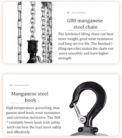 Manual Chain Block Hoist Come Along Heavy Duty Hooks Commercial Grade Steel for Lifting Pulling Construction Building Garages Warehouse Automotive Machinery,250KG*3m - Poueer