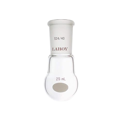 Laboy Glass 1000mL Single Neck Round Bottom Boiling Flask Heavy Wall with 24/40 Joint Heating Reaction Receiving Flask Organic Chemistry Lab Glassware - Poueer