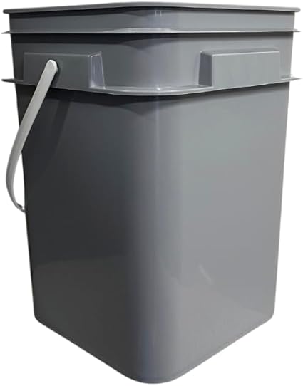 House Naturals 4 Gallon Square Food Grade Gray Bucket Container (Pack of 6 pails, no lids) - Poueer