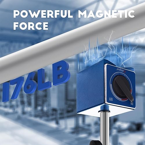 Dasqua Magnetic Base 7123-1005 with Fine Adjustable Magnetic Base Stand Holder for Most Dial Indicator Gauge, Clamping Hole 3/8' Pull Power 176lbs/80KG - Poueer