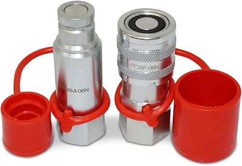 3/8″ Flat Face Connect Under Pressure Hydraulic Quick Connect Coupler Set, 3/8″ NPT Thread - Poueer
