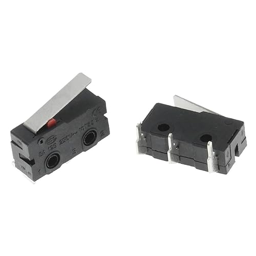 10pcs Micro Switch Copper Contact 5A 125/250V Mini Limit Switch No Nc 2/3Pin Roller Arc Rod(Left Foot with Rod) - Poueer