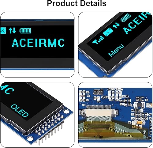 2pcs 3.12 inch OLED Display 256x64 OLED LCD Display SSD1322 Module 16pin Parallel SPI Soldering for Arduino (Green) - Poueer