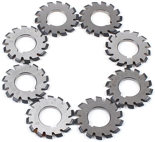 8 Pcs Involute Gear Cutter Gear Milling Cutter Tool High Speed Steel Gear Mill Cutter Holder DP20 - Poueer