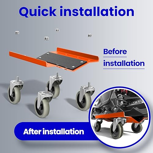 Snowmobile Dolly Sets Heavy Duty V-Slide with 3' PP/TPR Swivel Casters and Rubber Pad Protecting Skis 1500 lbs Capacity(Gray) - Poueer