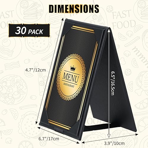 30 Pack Double-Sided Menu Holders 4'x 6', PU Leatherette A-Frame Table Tents for Restaurant, Bar, Cafe, Wedding, Durable and Foldable Design (30 Pack, 4' x 6') - Poueer