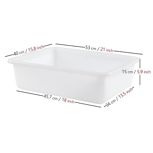 4-Pack 35 L Bus Box, Plastic Utility Bus Tub, Commercial Dish Pan, White - Poueer