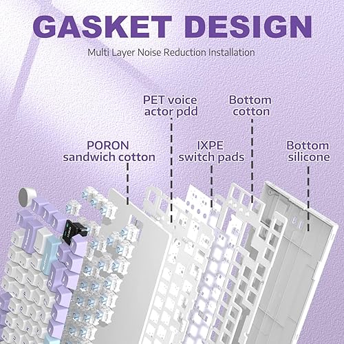 ATTACK SHARK X820ULTRA Wireless Gaming Mechanical Keyboard with TFT Smart Display&Knob,Side Printed PBT,Gasket Mounted 75% TKL Keyboard,BT5.0/2.4GHz/USB-C,RGB Backlit（White Contour,Shark Switch - Poueer