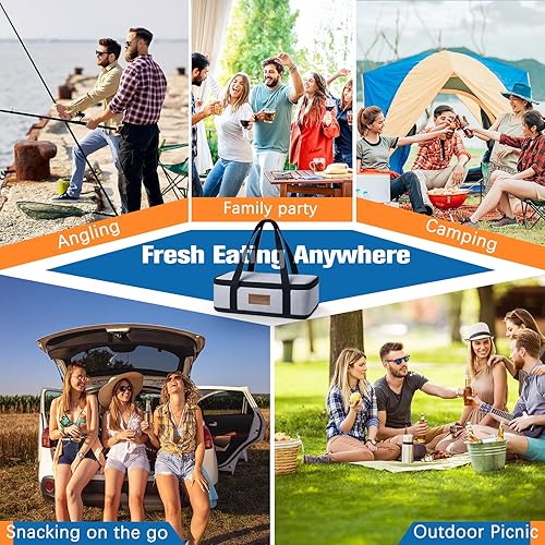 Chilled Divided Serving Tray Snackle Box Container with Ice Pack Bonus Insulated Bag 2 Dip Containers Summer Beach Essentials for Charcuterie Snack Road Trip Picnic Family Party Keep Food Fresh - Poueer