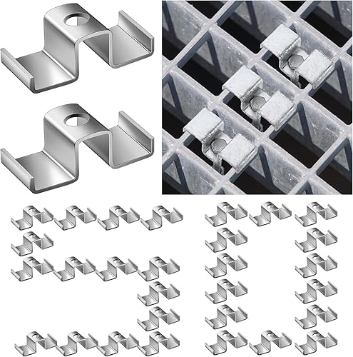 50 Pcs Grating Clip Saddle Clip Galvanized Carbon Steel for Screw Size 1/4 Inch for Industrial Flooring Drainage Systems Mezzanines Walkways Stair Treads - Poueer