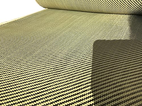 Kevlar Fabric - (YLW-Blk 50 ft x 4 in) 2x2 Twill WEAVE-3K/200g (YLW-Blk 50 ft x 4 in) - Poueer